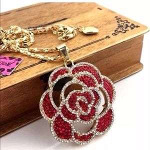 Betsey Johnson Rose Crystal Necklace